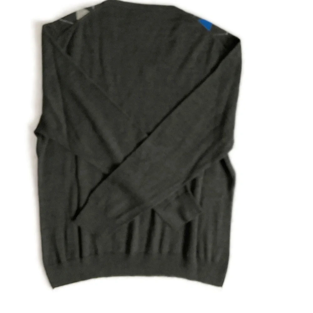 INC Grey Blue Argyle Merino Wool Crewneck Sweater Mens‎ Size XL